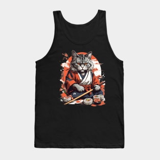 Cool Cat Sushi Art Tank Top